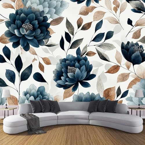 Fototapete 300×210 cm - Aquarellblumen Foto Tapete Schlafzimmer Wohnzimmer Blau Braun Seidetapete XXL Wandtapete Motivtapeten Bildtapete 3d Effekt Wand Dekoration - Dunkelblaue Blüten Fototapete 300×210 cm - Aquarellblumen Foto Tapete Schlafzimmer Wohnzimmer Blau Braun Seidetapete XXL Wandtapete Motivtapeten Bildtapete 3d Effekt Wand Dekoration - Dunkelblaue Blüten von CDXNORA