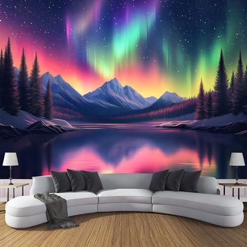 Fototapete Nachtlandschaft 350×256cm XL Tapete Nordlichter Berge Bäume Fototapeten Seide Tapeten Bunt Wandbild Wand Schlafzimmer Wohnzimmer 3d Effekt Wand Dekoration Fototapete Nachtlandschaft 350×256cm XL Tapete Nordlichter Berge Bäume Fototapeten Seide Tapeten Bunt Wandbild Wand Schlafzimmer Wohnzimmer 3d Effekt Wand Dekoration von CDXNORA