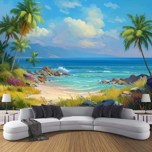 Fototapete Ölgemälde Landschaft 150×105cm XL Tapete Palmen Am Meer Fototapeten Seide Tapeten Blaugrün Wandbild Wand Schlafzimmer Wohnzimmer 3d Effekt Wand Dekoration Fototapete Ölgemälde Landschaft 150×105cm XL Tapete Palmen Am Meer Fototapeten Seide Tapeten Blaugrün Wandbild Wand Schlafzimmer Wohnzimmer 3d Effekt Wand Dekoration von CDXNORA