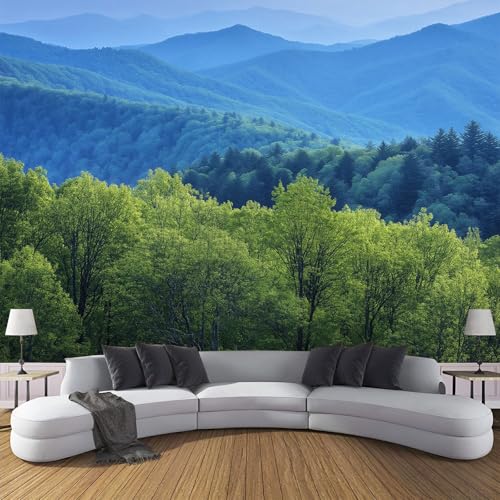 Fototapete Waldlandschaft 350×256cm XL Tapete Berge Und Bäume Fototapeten Seide Tapeten Blaugrün Wandbild Wand Schlafzimmer Wohnzimmer 3d Effekt Wand Dekoration Fototapete Waldlandschaft 350×256cm XL Tapete Berge Und Bäume Fototapeten Seide Tapeten Blaugrün Wandbild Wand Schlafzimmer Wohnzimmer 3d Effekt Wand Dekoration von CDXNORA
