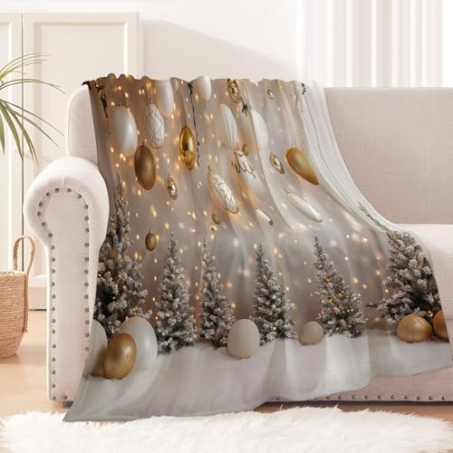 Kuscheldecke Flauschi - 3D Gedruckte Flanell Fleecedecke Elegante Weihnachtskugel Muster Weiche Und Warme Wohndecke, Weihnachten Decke Als Sofadecke, 230X270Cm Tagesdecke Wolldecke Für Kinder Erwac von CDXNORA
