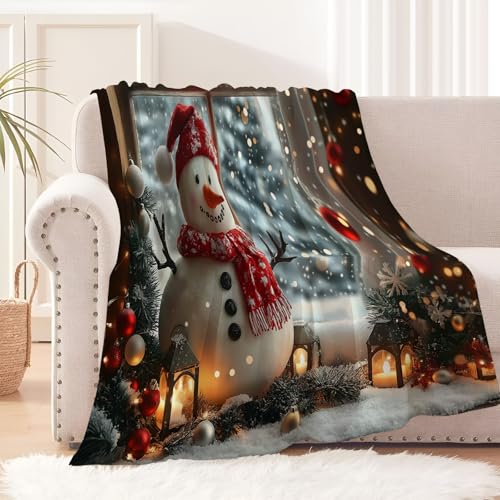 Kuscheldecke Flauschig Decke - Warmer Weihnachtsschneemann Muster Erwachsene Weich Mikrofase Sofadeck Wohndecke Warme Weihnachtsdecke Fleecedecke Für Sofa Und Bett Schlafzimmer Büro 150X200Cm von CDXNORA