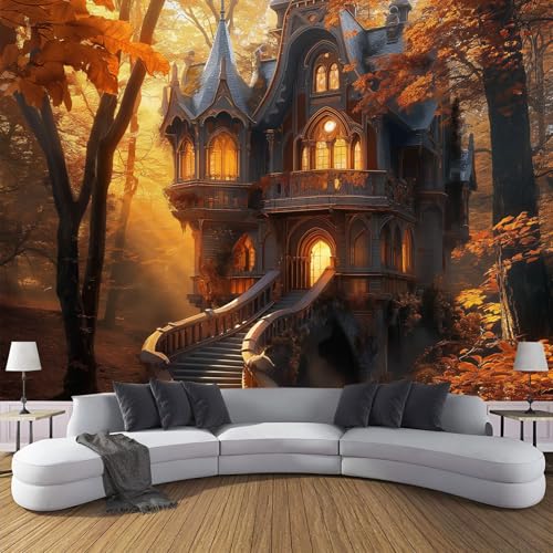 Seidentapeten Fantasiewald 300×210cm - Orange Fototapete Schlafzimmer Wohnzimmer Moderne Seidentapeten XXL Wandtapete Schlossarchitektur Motivtapeten Bildtapete 3d Effekt Wand Dekoration Seidentapeten Fantasiewald 300×210cm - Orange Fototapete Schlafzimmer Wohnzimmer Moderne Seidentapeten XXL Wandtapete Schlossarchitektur Motivtapeten Bildtapete 3d Effekt Wand Dekoration von CDXNORA