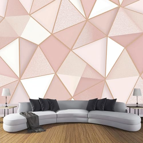 Seidentapeten Geometrie 300×210cm - Rosa Fototapete Schlafzimmer Wohnzimmer Moderne Seidentapeten XXL Wandtapete Dreieck Aus Goldfolie Motivtapeten Bildtapete 3d Effekt Wand Dekoration Seidentapeten Geometrie 300×210cm - Rosa Fototapete Schlafzimmer Wohnzimmer Moderne Seidentapeten XXL Wandtapete Dreieck Aus Goldfolie Motivtapeten Bildtapete 3d Effekt Wand Dekoration von CDXNORA