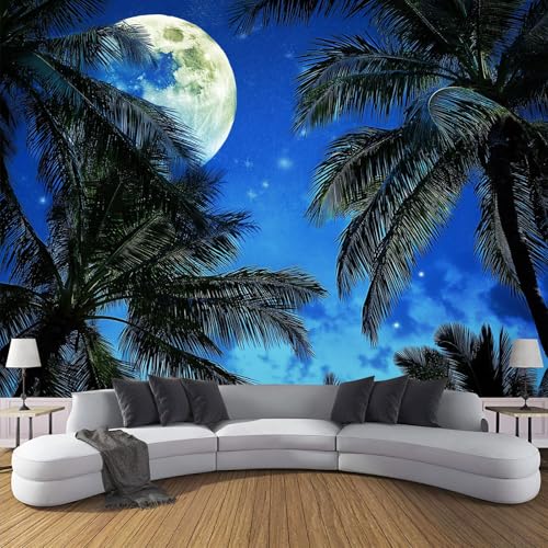 Seidentapeten Nachthimmel 350×256cm - Blau Fototapete Schlafzimmer Wohnzimmer Moderne Seidentapeten XXL Wandtapete Palmenmond Motivtapeten Bildtapete 3d Effekt Wand Dekoration Seidentapeten Nachthimmel 350×256cm - Blau Fototapete Schlafzimmer Wohnzimmer Moderne Seidentapeten XXL Wandtapete Palmenmond Motivtapeten Bildtapete 3d Effekt Wand Dekoration von CDXNORA