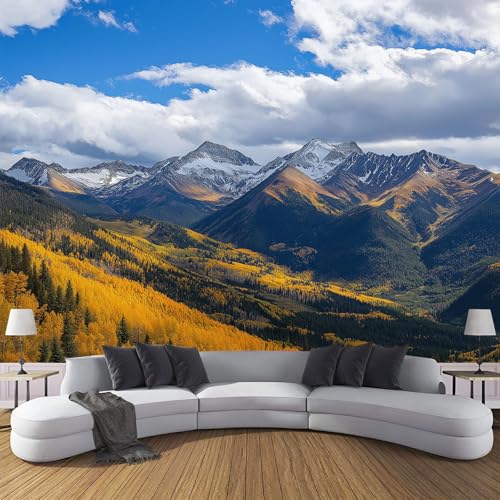 Seidentapeten Natürliche Landschaft 400×280cm - Blau Gelb Fototapete Schlafzimmer Wohnzimmer Moderne Seidentapeten XXL Wandtapete Bergspitze Motivtapeten Bildtapete 3d Effekt Wand Dekoration Seidentapeten Natürliche Landschaft 400×280cm - Blau Gelb Fototapete Schlafzimmer Wohnzimmer Moderne Seidentapeten XXL Wandtapete Bergspitze Motivtapeten Bildtapete 3d Effekt Wand Dekoration von CDXNORA