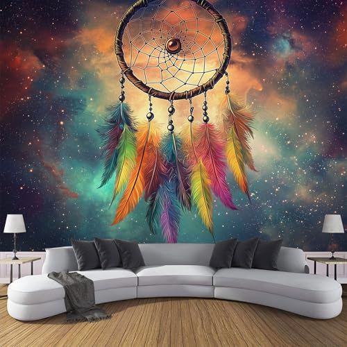 Seidentapeten Traum 300×210cm - Bunt Fototapete Schlafzimmer Wohnzimmer Moderne Seidentapeten XXL Wandtapete Traumfänger Mit Galaxiefedern Motivtapeten Bildtapete 3d Effekt Wand Dekoration Seidentapeten Traum 300×210cm - Bunt Fototapete Schlafzimmer Wohnzimmer Moderne Seidentapeten XXL Wandtapete Traumfänger Mit Galaxiefedern Motivtapeten Bildtapete 3d Effekt Wand Dekoration von CDXNORA