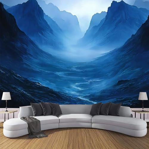 Wandbild Aquarelllandschaft Seidentapete Dunkelblau Wandbild Tapete Wohnzimmer Wanddeko Tiefblaues Tal Tapete 3D Effekt Tv Die Fototapete Wohnzimmer Schlafzimmer - 400×280cm Wandbild Aquarelllandschaft Seidentapete Dunkelblau Wandbild Tapete Wohnzimmer Wanddeko Tiefblaues Tal Tapete 3D Effekt Tv Die Fototapete Wohnzimmer Schlafzimmer - 400×280cm von CDXNORA