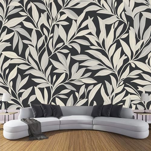 Wandbild Einfache Pflanzen Seidentapete Dunkelgrau Wandbild Tapete Wohnzimmer Wanddeko Blattstruktur Tapete 3D Effekt Tv Die Fototapete Wohnzimmer Schlafzimmer - 350×256cm Wandbild Einfache Pflanzen Seidentapete Dunkelgrau Wandbild Tapete Wohnzimmer Wanddeko Blattstruktur Tapete 3D Effekt Tv Die Fototapete Wohnzimmer Schlafzimmer - 350×256cm von CDXNORA