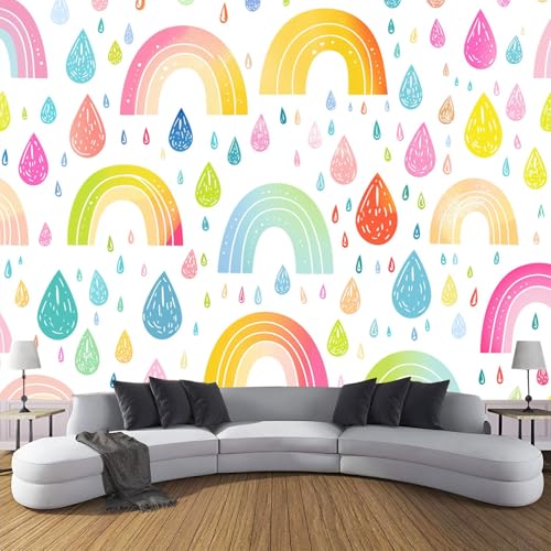 Wandbild Karikatur Seidentapete Bunt Wandbild Tapete Wohnzimmer Wanddeko Regenbogen-Regentropfen Tapete 3D Effekt Tv Die Fototapete Wohnzimmer Schlafzimmer - 400×280cm Wandbild Karikatur Seidentapete Bunt Wandbild Tapete Wohnzimmer Wanddeko Regenbogen-Regentropfen Tapete 3D Effekt Tv Die Fototapete Wohnzimmer Schlafzimmer - 400×280cm von CDXNORA