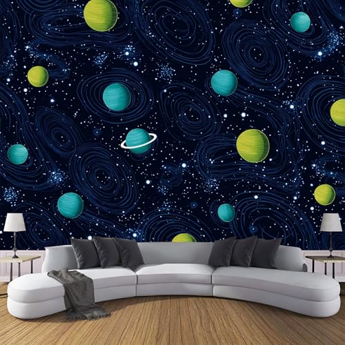 Wandbild Raum Seidentapete Dunkelblau Wandbild Tapete Wohnzimmer Wanddeko Galaxie-Planet Tapete 3D Effekt Tv Die Fototapete Wohnzimmer Schlafzimmer - 350×256cm Wandbild Raum Seidentapete Dunkelblau Wandbild Tapete Wohnzimmer Wanddeko Galaxie-Planet Tapete 3D Effekt Tv Die Fototapete Wohnzimmer Schlafzimmer - 350×256cm von CDXNORA