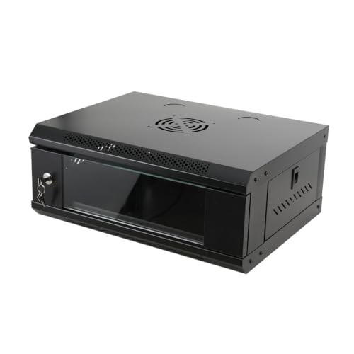 CDZHLTG 4U Netzwerkschrank Serverschrank-Gehäuse PC-Gehäuse, 4HE Servergehäuse Rackmount Server Case Serverschrank Wandschrank Schrank Wandgehäuse 550×400×210mm, schwarz von CDZHLTG