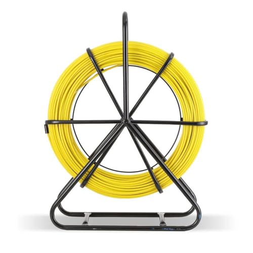 CDZHLTG Fischband Fiberglas Kabel Rad 100m Ø6mm Glasfaserstab inkl. Stahlhaspel Einziehhilfe Einziehband Fischband Rohr Rodder Rad von CDZHLTG