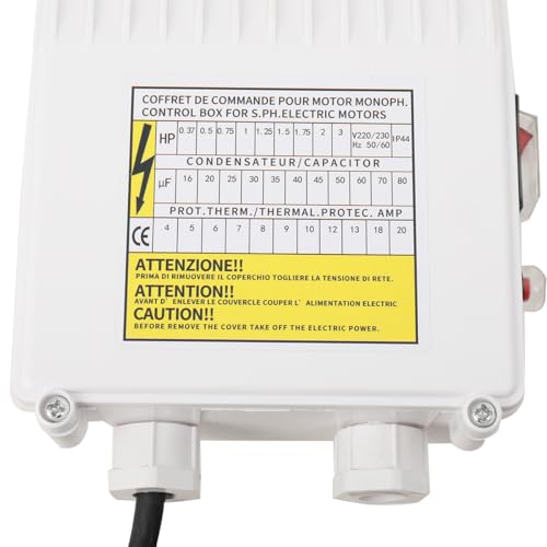 CDZHLTG Steuerkasten für Tauchwasserpumpe 750W, Pumpensteuerbox, Tiefbrunnenpumpen schaltbox Steuerkasten Integrierte Wärmeschutz-Leistungsschaltersteuerung für Tiefbrunnen-Tauchpumpen 35uf 8A von CDZHLTG