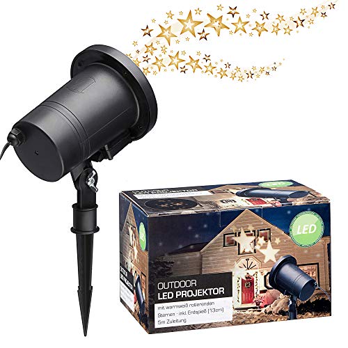 LED Projektor Garten Licht rotierende Sterne warmweiß Weihnachten outdoor IP44 von Cepewa