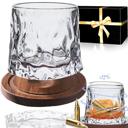 CEASELESLY Drehbare Wassergläser,whiskey gläser200ml,unterer Untersetzer,Whiskygläser geeignet für Bars/Familienfeiern/Geburtstagsfeiern/Weihnachten, Sehr beliebtes Geschenk von CEASELESLY