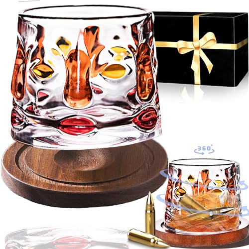 CEASELESLY Whisky gläser,Likörgläser bunt,Drehbare Wassergläser 175ml,Cocktailbecher,Rotatif à 360°,Bleifreiem Whiskybecher Geschenk für Männer für Scotch für Scotch,Cognac und Cocktails von CEASELESLY