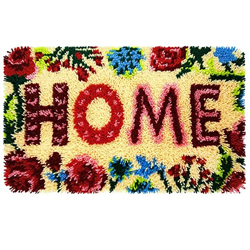 Diy-Klapphaken-Teppich-Kits – Home-Logo Diy-Häkelgarn-Teppiche Teppich,Stickerei Mit Farbig Vorgedrucktem Musterdesign Handarbeit Häkelteppich Teppich Für Erwachsene Kinder,Wie Abgebildet,38 × 52 von CECECOLEWANG