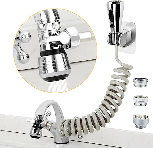 Küchenspüle, Wasserhahn-Sprühkopf, mit 200,7 cm Rückschlagschlauch und Halterung, druckwassersparender Wasserhahn-Belüfter und Umstellventil, Wasserhahn-Sprühaufsatz-Set von CECEFIN