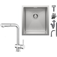 Cecipa Max - 40×44CM Unterbau-Küchenspüle Gebürstete Edelstahlspüle mit Ausziehbarer Küchenarmatur gebürstete Niederdruck-Küchenarmatur Höhe 275 mm von CECIPA MAX