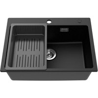 Cecipa Max - 60 × 45 cm Granitspüle Aufsatz Spüle Küchenspülbecken, Küchenspüle Granit mit Abtropfkorb, inkl. Siphon Ab- und Überlaufgarnitur von CECIPA MAX