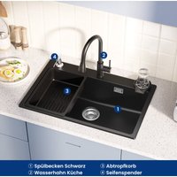 70 x 45 cm Granit-Küchenspülen-Set mit ausziehbarem Küchenwasserhahn, Abtropfkorb, Seifenspender, passend für Schränke über 80 cm 70 x 45 cm Granit-Küchenspülen-Set mit ausziehbarem Küchenwasserhahn, Abtropfkorb, Seifenspender, passend für Schränke über 80 cm von CECIPA MAX