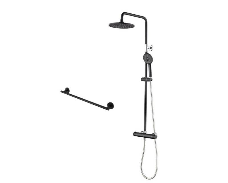 CECIPA MAX Duschsystem 38 °C Duschsäulen mit Thermostat,Höhenverstellbares,Brausegarnituren, Höhe 119 cm, 2 Strahlart(en), Mit Handtuchhalter von CECIPA MAX