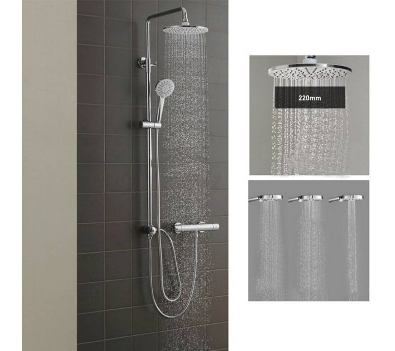 CECIPA MAX Duschsystem Edelstahl-Duschsäule duschsystem ohne armatur Chrom, Höhe 111.4 cm, 2 Strahlart(en), Duschsäule mit verstellbarem Winkel und Höhe von CECIPA MAX