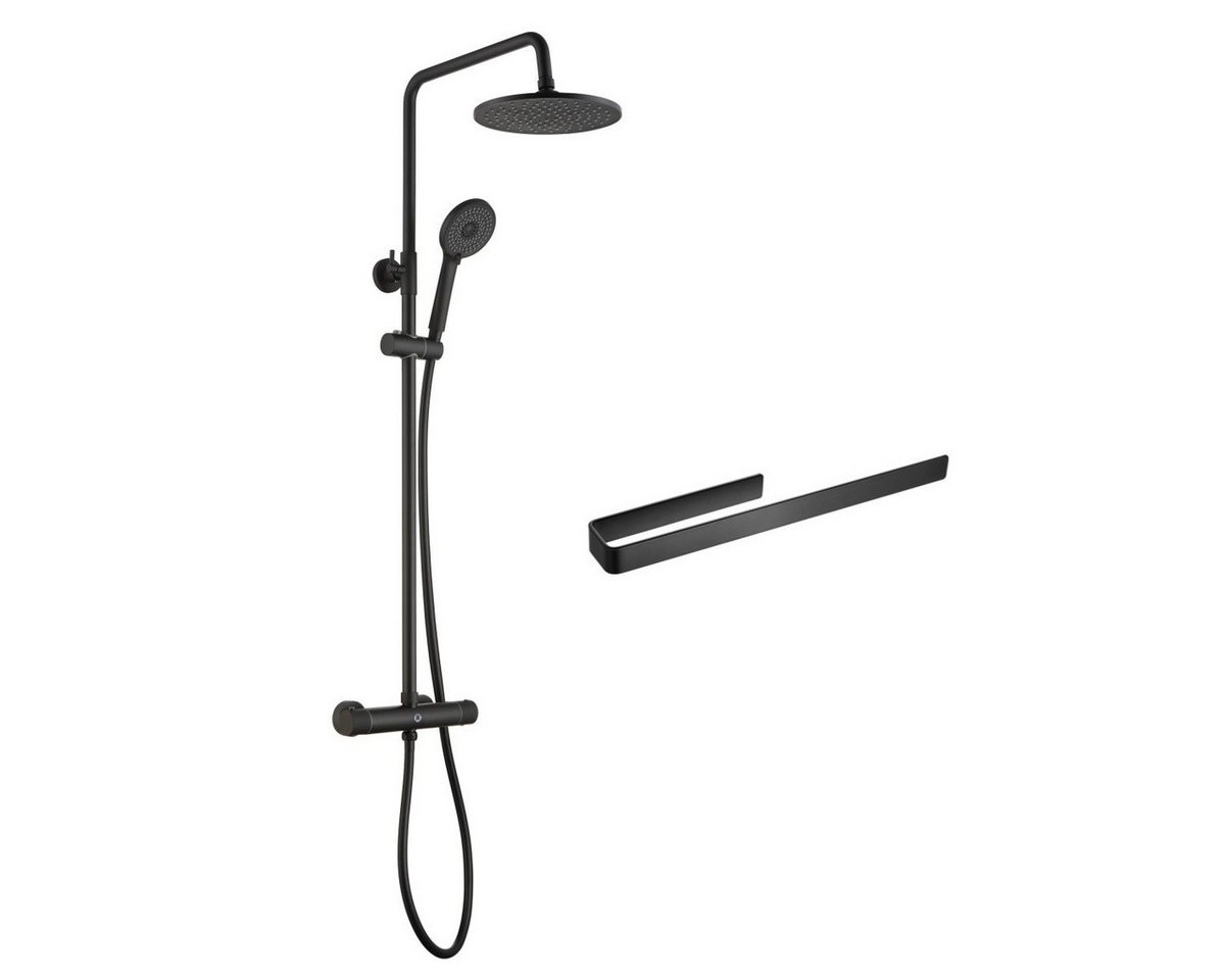 CECIPA MAX Duschsystem Thermostat-Duschsäule, Brausegarnitur, höhenverstellbar, Höhe 113 cm, 2 Strahlart(en), Mit Handtuchhalter von CECIPA MAX