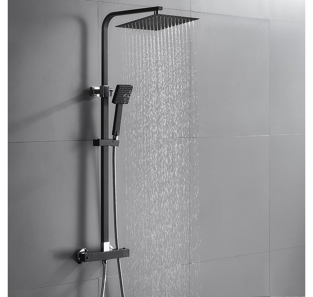 Auralum Max Duschsystem Thermostatische Duschsäule, Duschset, Duschstange aus Edelstahl, Höhe 127.5 cm, 2 Strahlart(en), Mit Handbrause von Auralum Max