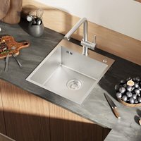 CECIPA MAX Edelstahl Küchenspüle 44 x 49 cm Einbauspüle Küchenspülbecken für ab 45 cm Schrank, Edelstahlspüle, inkl. Ablaufgarnitur von CECIPA MAX