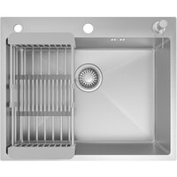 CECIPA MAX Edelstahl Küchenspüle 60 x 49 cm, Silber – Einzelbecken mit Abtropfkorb und Seifenspender, großes Fassungsvermögen von CECIPA MAX