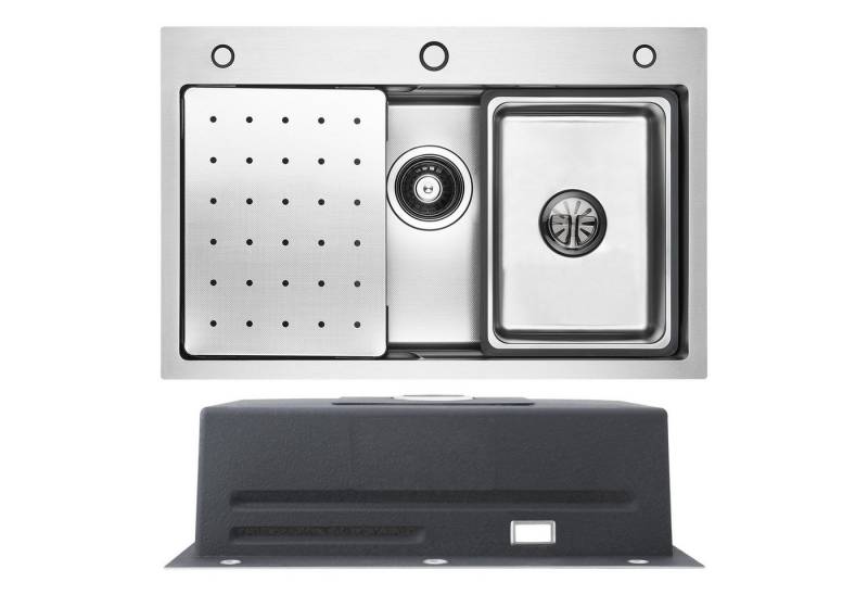 CECIPA MAX Edelstahlspüle 70×45cm Küchenspüle aus Edelstahl mit 0.5 Spülbecken + Abtropfbrett, Rechteck, 70/45 cm, spüle küche, 2 Installationsmethoden von CECIPA MAX