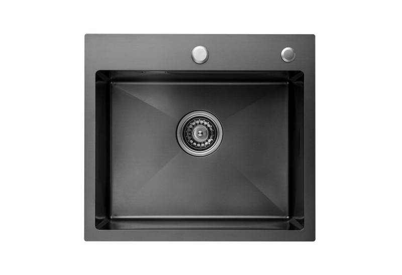 CECIPA MAX Edelstahlspüle Edelstahl Einbauspüle 50x45cm Küchenspüle Spülbecken Spüle Schwarz, Rechteck, 50/45 cm, Schreibtisch-/flächenbündige Installation, 2 Installationsmethoden von CECIPA MAX