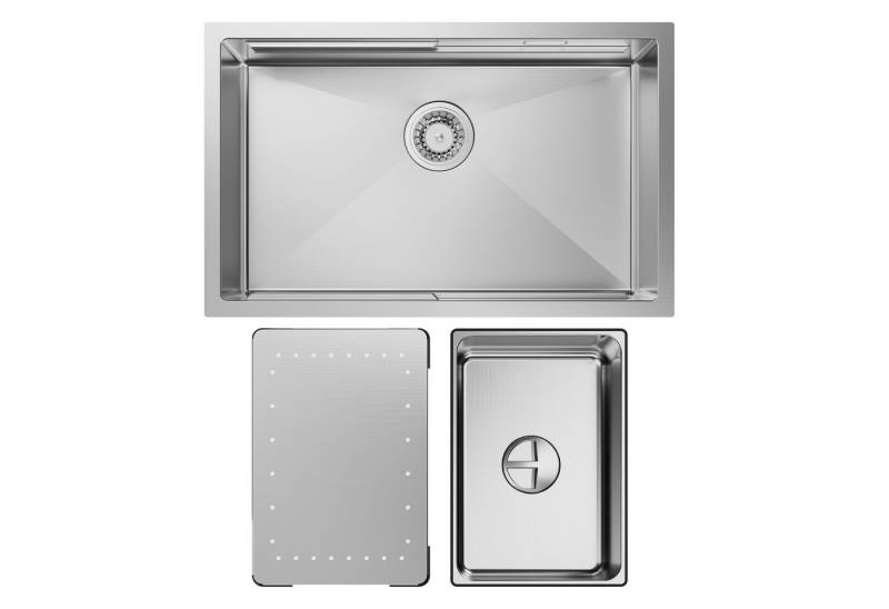 CECIPA MAX Edelstahlspüle Spülbecken 1.5 Becken 70x44cm Unterbauspüle, Quadrat, 70/44 cm, Küchenspüle Edelstahl, Gebürstete von CECIPA MAX