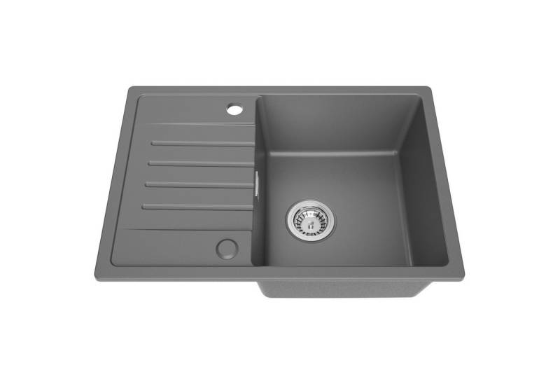 CECIPA MAX Granitspüle 65×45cm Küchenspüle Granit mit Abtropfbrett Aufsatz Spülen, Rechteck, 65/45 cm, Spüle küche Spülbecken, 3 Farben von CECIPA MAX