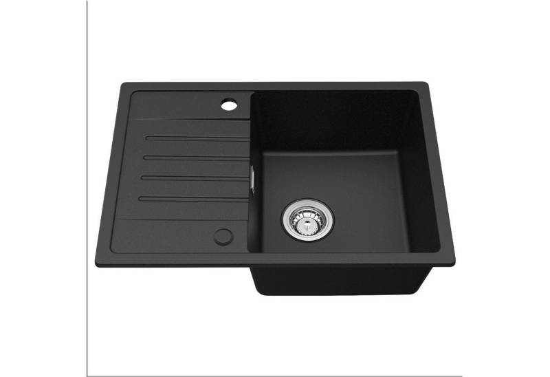 CECIPA MAX Granitspüle 65×45cm Küchenspüle Granit mit Abtropfbrett Aufsatz Spülen, Rechteck, 65/45 cm, Spüle küche Spülbecken, 3 Farben von CECIPA MAX