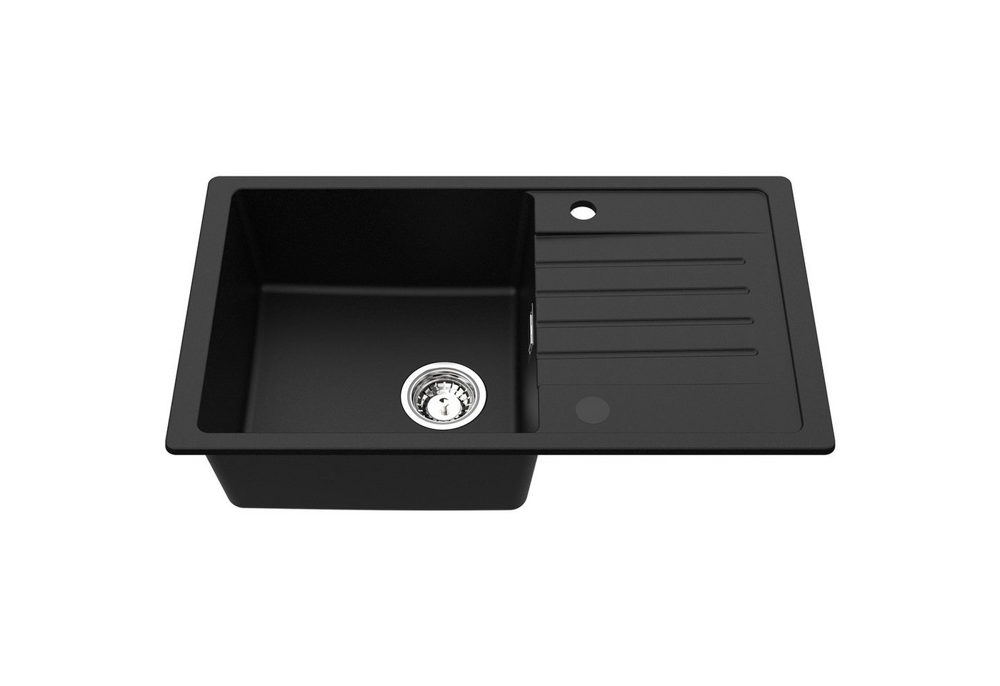 CECIPA MAX Granitspüle Küchenspüle Granit Spülbecken 78x45 cm Einbauspüle Spülbecken, rechteckig, 78/20.5 cm, Material: Granit Aufsatzküchenspüle, Granitspüle:78 x 20.5 x 45cm (BxHxT) Farbe: Schwarz von CECIPA MAX