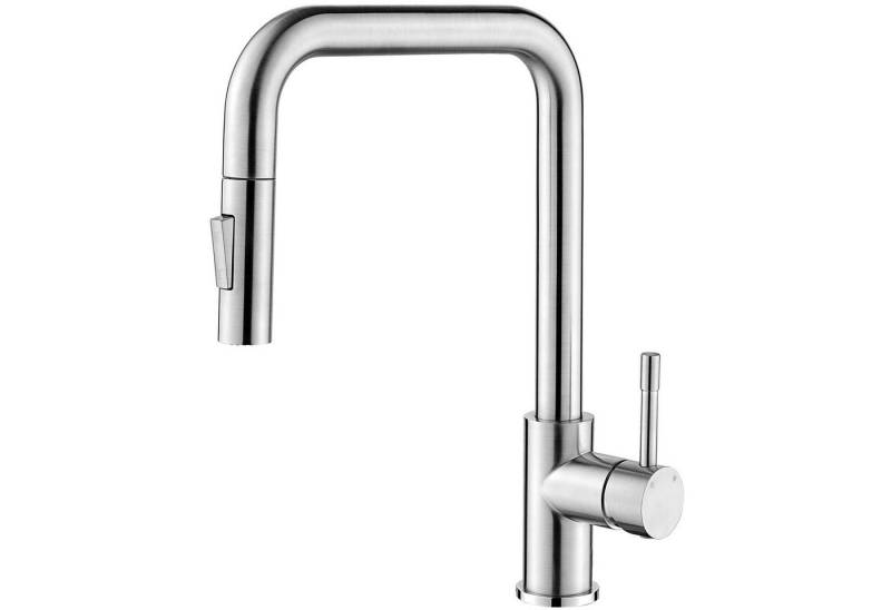 CECIPA MAX Küchenarmatur aus Edelstahl, Spültischarmatur aus gebürstete 2 Wasserablassmethoden (360° drehbar, 1-St., Hochdruckhahn) Ausziehbarer Küchenhahn mit 40 cm langem Ausziehrohr von CECIPA MAX