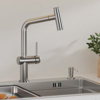 CECIPA MAX Küchenarmatur mit 2 Strahlarten, 360° Drehbar Küchenwasserhahn, Edelstahl Wasserhahn Küche Ausziehbar Mischbatterie für die Küche, von CECIPA MAX