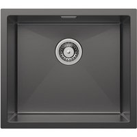 CECIPA MAX Küchenspüle, 50 x 44 cm Einzelbecken aus Edelstahl, Unterbauspüle inkl. Siphon Ab- und Überlaufgarnitur, Anthrazit von CECIPA MAX