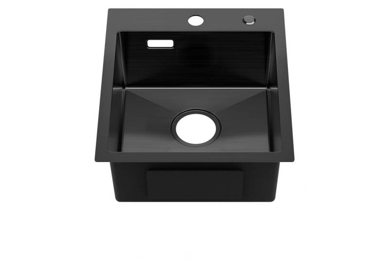 CECIPA MAX Küchenspüle 40 x 45 cm schwarz Einbauspüle, Rechteck, 40/22 cm, Schreibtisch-/flächenbündige Installation, Spülbecken aus Edelstahl von CECIPA MAX