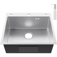 CECIPA MAX Küchenspüle 54 x 49 cm Einbauspüle Küchenspülbecken für ab 60 cm Schrank, Edelstahlspüle mit Seifenspender, inkl. Ablaufgarnitur CECIPA MAX Küchenspüle 54 x 49 cm Einbauspüle Küchenspülbecken für ab 60 cm Schrank, Edelstahlspüle mit Seifenspender, inkl. Ablaufgarnitur von CECIPA MAX