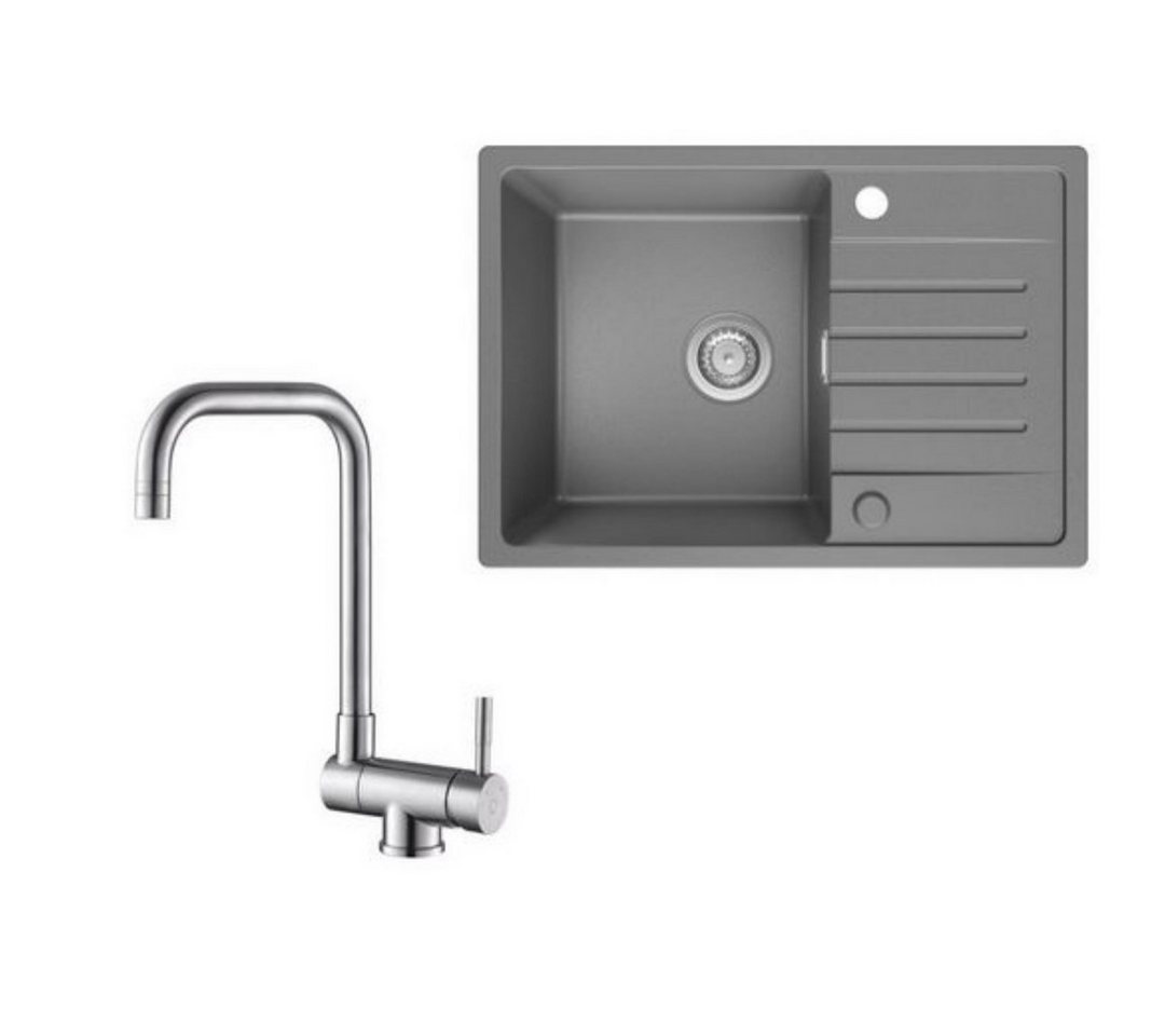 CECIPA MAX Küchenspüle 65x45cm Granitspüle Grau Mit Abtropffläche, Rechteck, 65/45 cm, Fenster-Küchenarmatur, Gebürstete Küche Wasserhahn Hohe 355MM CECIPA MAX Küchenspüle 65x45cm Granitspüle Grau Mit Abtropffläche, Rechteck, 65/45 cm, Fenster-Küchenarmatur, Gebürstete Küche Wasserhahn Hohe 355MM von CECIPA MAX