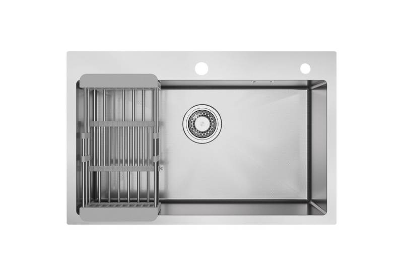 CECIPA MAX Küchenspüle 70x45 cm Rechteck Spülbecken Edelstahl Einbauspüle mit Abflusskorb, XL Küchenspüle für Arbeitsplatten ab 70cm von CECIPA MAX