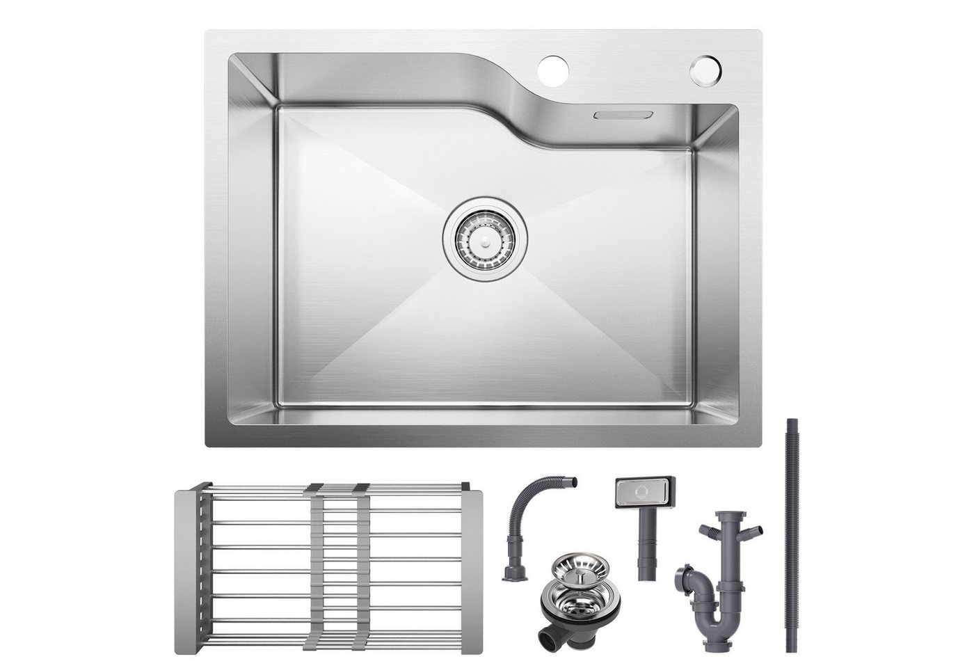 CECIPA MAX Küchenspüle Edelstahl Einbauspüle 1 Becken 60 x 45 cm Spülbecken mit Ablaufkorb, mit Siphon Ab- und Ablaufgarnitur CECIPA MAX Küchenspüle Edelstahl Einbauspüle 1 Becken 60 x 45 cm Spülbecken mit Ablaufkorb, mit Siphon Ab- und Ablaufgarnitur von CECIPA MAX