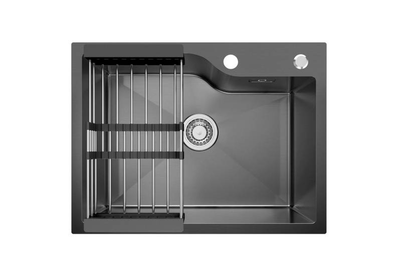 CECIPA MAX Küchenspüle Edelstahlspüle 60×45×18 cm mit Ablaufkorb – 1 Becken Küchenspüle, Edelstahl Rechteck Einbauspüle von CECIPA MAX