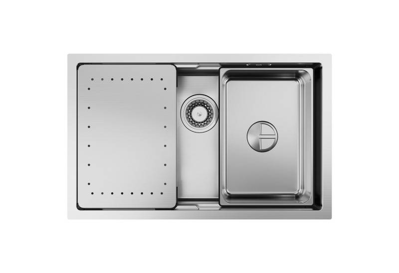 CECIPA MAX Küchenspüle Gebürsteter Küchenspüle 1.5Becken 70 x 44 x 21 cm aus Edelstahl, Rechteck, 70/21 cm, Schreibtisch-/flächenbündige Installation, 2 Installationsmethoden von CECIPA MAX