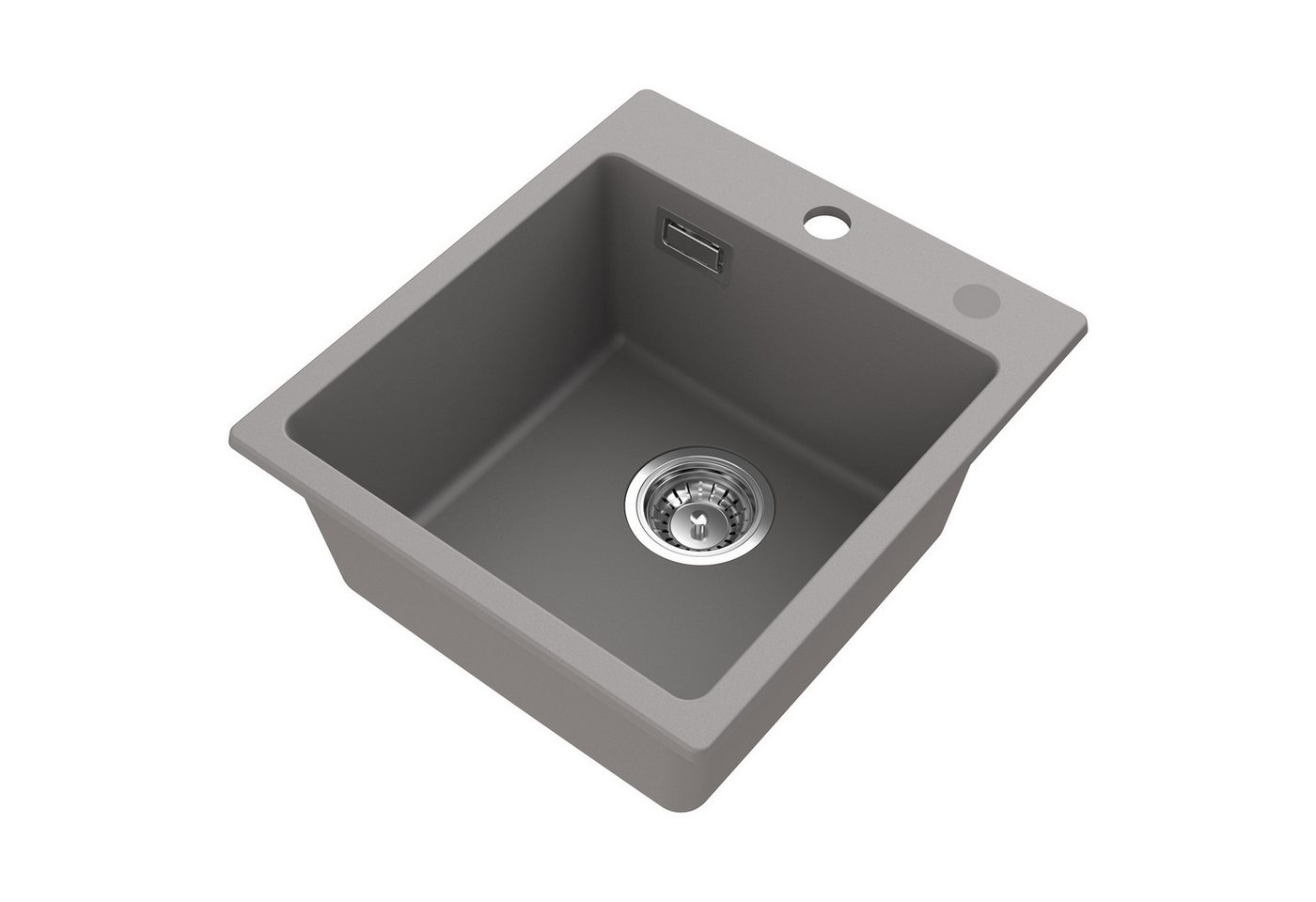 CECIPA MAX Küchenspüle Spülbecken mit 1 Becken Grau 40x45cm (ohne Seifenspender), Quadrat, 40/18.5 cm, stark und robust, Granitspüle von CECIPA MAX