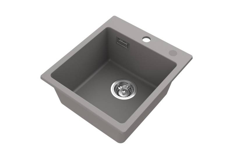 CECIPA MAX Küchenspüle Spülbecken mit 1 Becken Grau 40x45cm (ohne Seifenspender), Quadrat, 40/18.5 cm, stark und robust, Granitspüle von CECIPA MAX